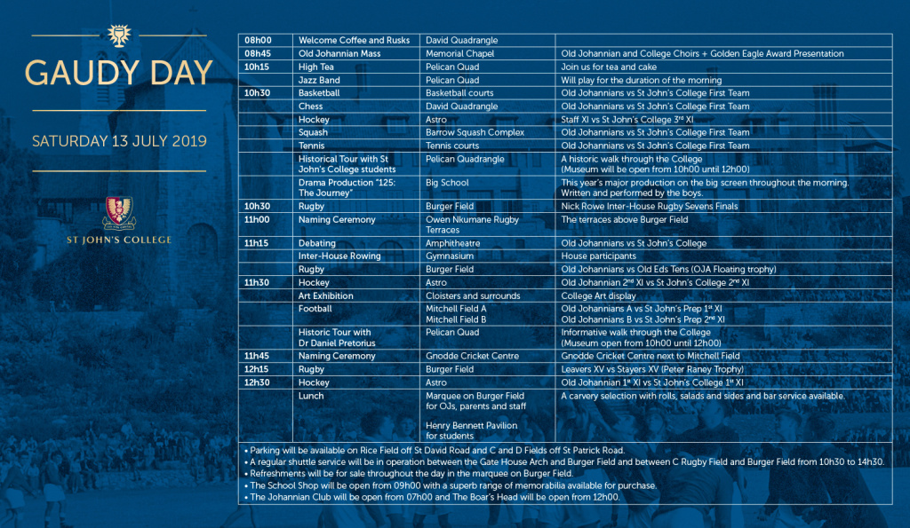 Gaudy Day Programme 2019